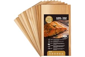 CEDAR ALPHA 12 Pk Cedar Planks for Grilling Salmon, Meat Fish and Veggies. Adding Extra Smoke and Flavor, Soaking Fast, Cedar Grilling Planks for Clearance(11"X5", Natural Cedar Wood)