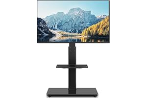 Rfiver Universal Floor TV Stand, Tall TV Stand with Mount for 32-70 Inch Flat Screen/Curved TVs up to 110 Lbs, Height Adjusta