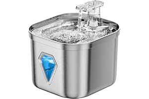 Rantizon Cat Water Fountain, 74oz/2.2L Stainless Steel Pet Water Fountain Dog Water Dispenser, Water Fountain for Cats Inside with Quiet Pump