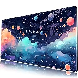 Kawaii Pastel Cosmos Desk Mat Cute Aesthetic Galaxy