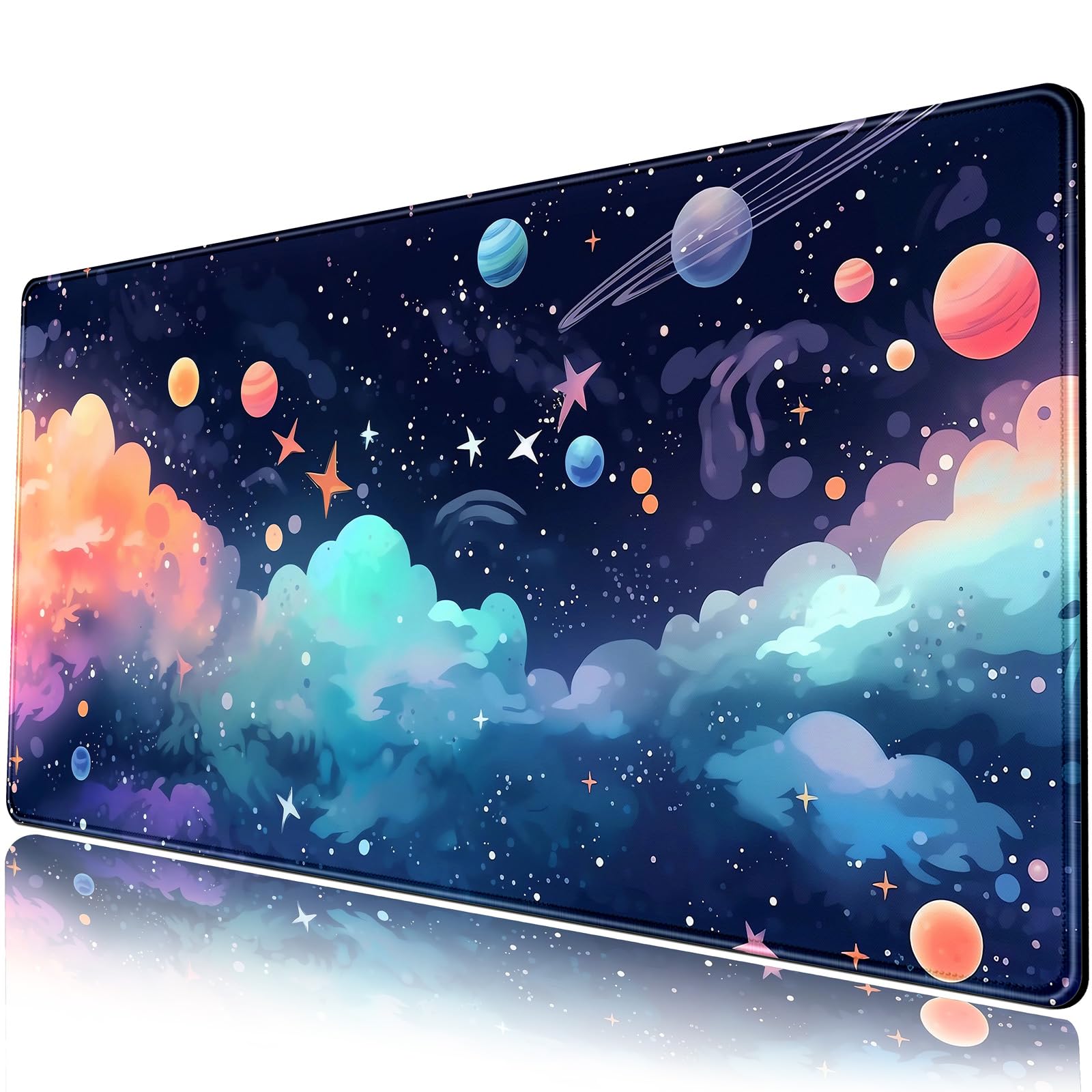 Kawaii Pastel Cosmos Desk Mat Cute Aesthetic Galaxy