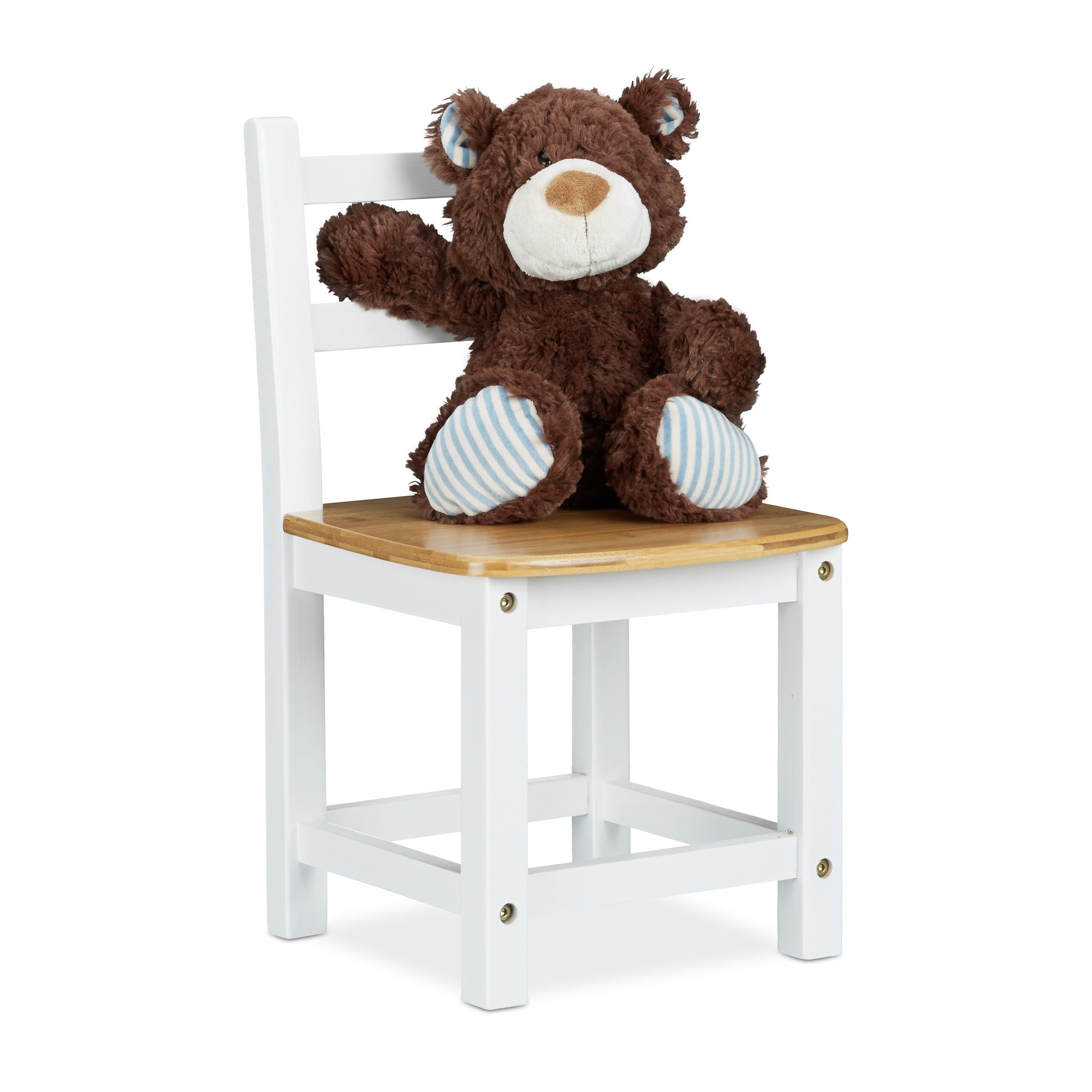 Relaxdays RUSTICO Bamboo Kids Chair, For Boy and Girls, Children's Seat, HxWxD: ca 50 x 28.5 x 28 cm, White/Brown