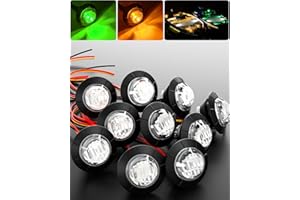 BJZ Marine Boat Lights Waterproof Amber to Green Dual Color LED Boat Interior Courtesy Deck Transom Navigation Light 3/4'' Round Led Lights for Pontoon Fishing Boat Yacht Sailboat Kayak, 10Pcs