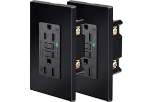 Nineleaf Black GFCI Outlet 15Amp 2PK,Black Outlets Receptacles,GFI Electrical Outlet with LED Indicator,Weather Resistant WR,Ground Fault Circuit Interrupters,120V,Wall Plates and Screws Included,ETL