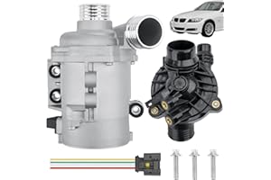 BOPOWO 11517563183 11517521584 Electric Engine Water Pump W/Thermostat Compatible with BMW X3 Z4 X5 E90 328i 323i 128i 528i, OE# 11517586925 11517546994 11517586924