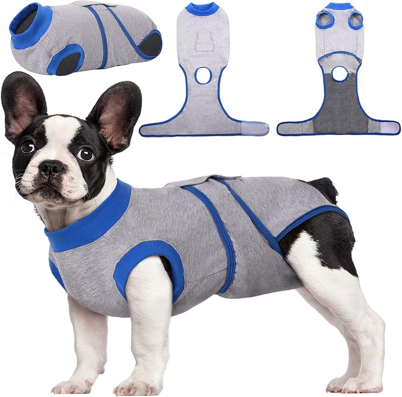 Kuoser Dog Recovery Suit Soft Post-Op Abdominal Protection XS Grey