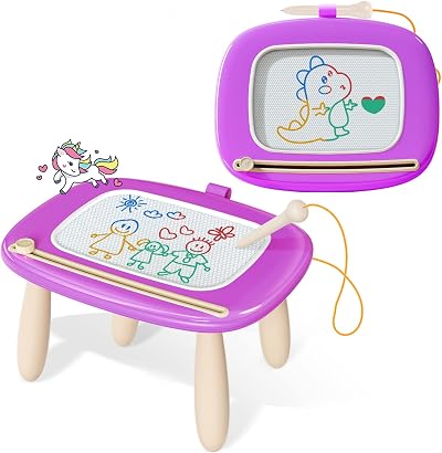 Kikidex Magnetic Drawing Board 8.7in for 1 3 Year Old Purple