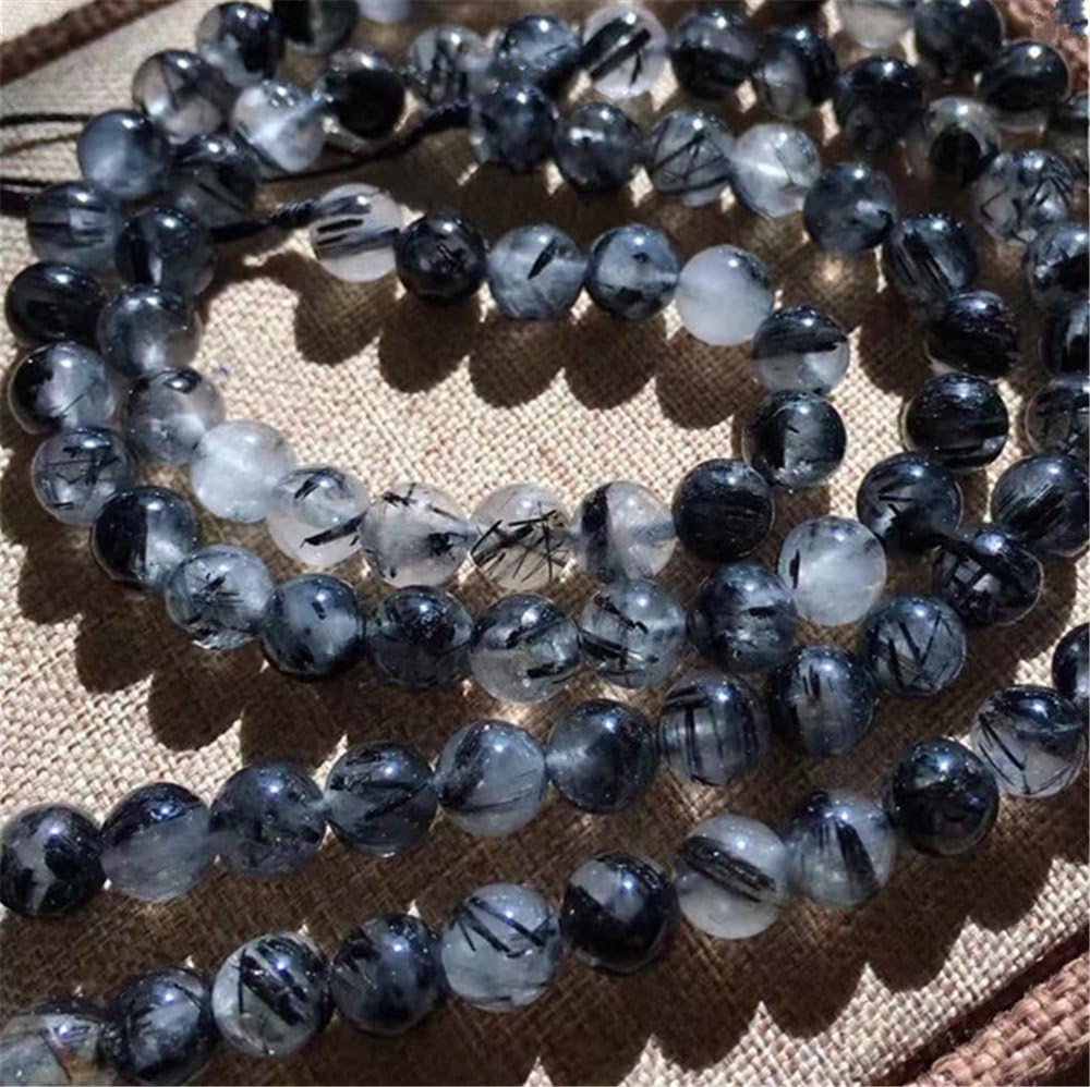 Mimeier 4-12mm Natural Black Quartz Rutilated Round Beads Strand, Grade AAA (077CS) (8mm, 3A)