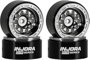 INJORA D19 0.7" Aluminum Beadlock Wheels for 1/30 Axial SCX30, W7008 (Titanium)