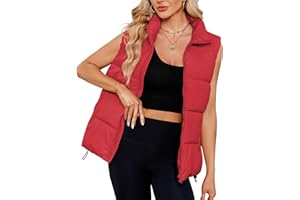Century Star Puffer Vest for Women's Outerwear Vests Puffy Oversized 2024 Quilted Vest Tops Jackets Coat with Pockets
