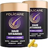Hair Skin and Nails Supplement for Women & Men (2 Pack), w/Biotin to Support Healthy Hair, Biotin Supplement Pills w/Collagen + Keratin + Probiotics, Biotina para Cabello Piel y Uñas - Made in USA