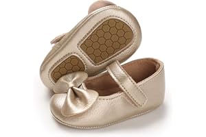 E-FAK Baby Girls Shoes Mary Jane Flats Shoes Anti-Slip Soft Rubber Sole Toddler First Walkers Princess Dress Shoes