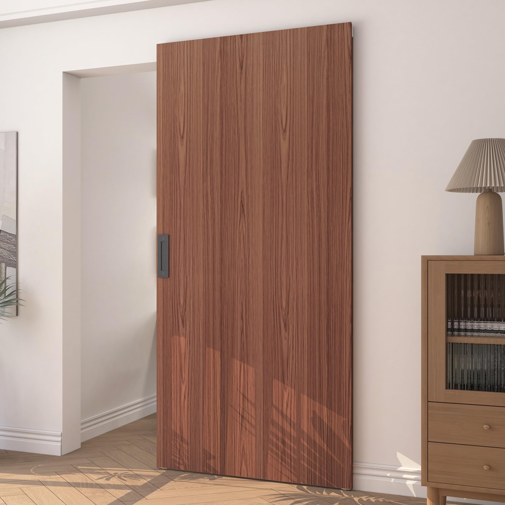 Photo 1 of JUBEST 40"x86" Concealed Sliding Barn Door with Soft Close Hardware Kit, Brown Hidden Door for Opening 32"-36"x84", Waterproof and Modern, Smooth Sliding, for Interior Using, Widely Used