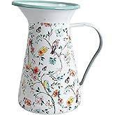 Enamel Pitcher with Wide Handle Vintage Metal Farmhouse Pitcher Vase Flower Decoration for Tabletop, Office, Home, Gift And Iced Tea, Coffee, Cold Drinks