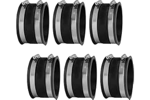 POWERTEC 70149-P6 4 Inch Dust Control Flex Cuff with Steel Hose Clamps, Hose Connector Rubber Cuff Coupler For Woodworking Dust Collection Fittings, Dust Collector Accessories & Machinery, 6 pack