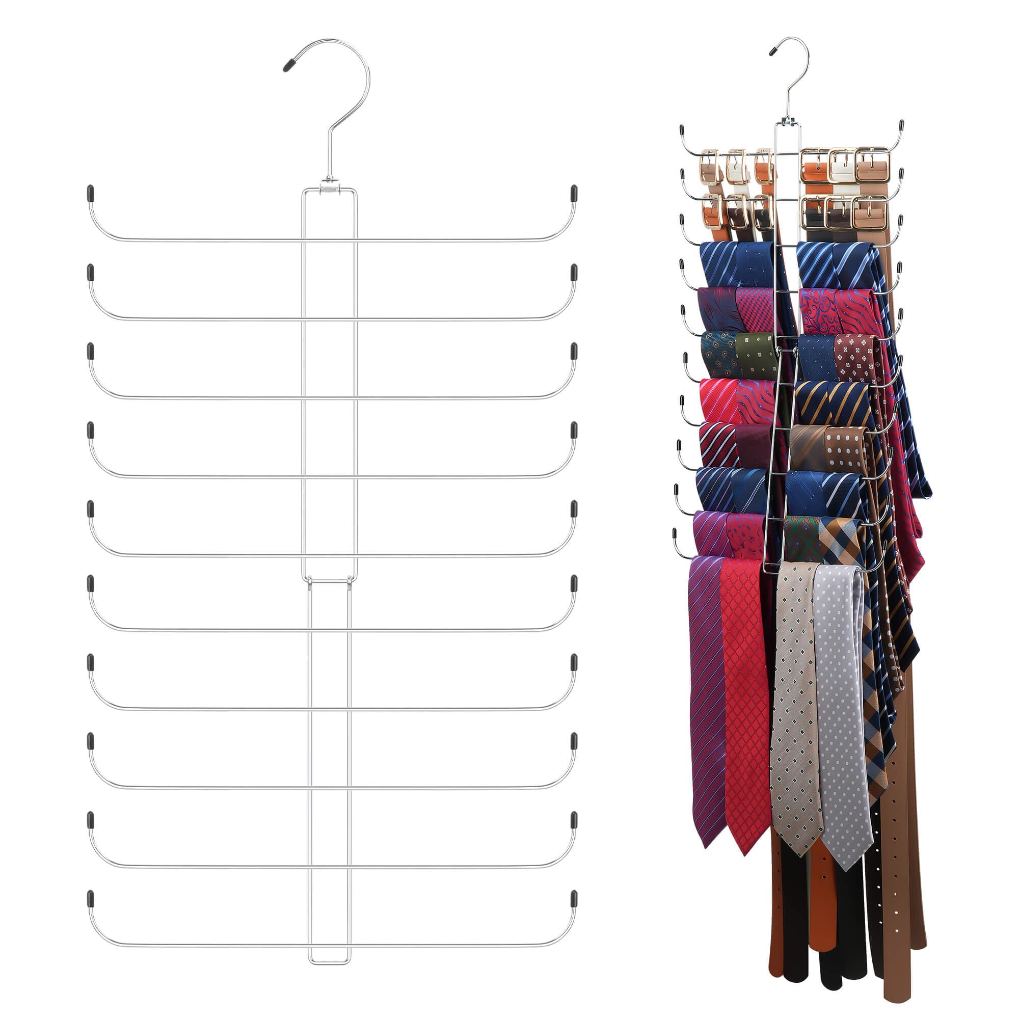 Photo 1 of ZEDODIER Tie Rack Belt Hanger for Closet, 2 in 1 Tie Hanger Belt Organizer with Max 40 Capacity, Heavy Duty Space Saving Closet Organizers and Storage, Silver