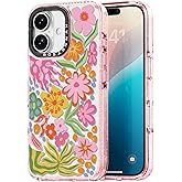 Rosarnnah for iPhone 16 Case Cute - Durable Shockproof 6.6 ft Drop Impact Phone Case - Funny Passion Flower Design (6.1") Glitter Pink
