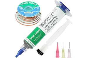 TANG HONG TH-3016 Solder Paste & TH-2530 Solder Wick Set,Sn42% Bi58% Lead Free Solder Paste,138℃ Liquid Solder Paste 30g (1 Pack), 10Ft Desoldering Wick Braid (1 Pack),For electronic Soldering