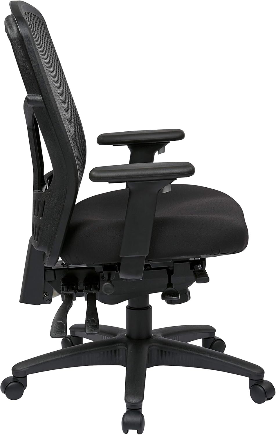 Office Star ProGrid High Back Managers Chair with Adjustable Arms, Multi-Function and Seat Slider (Black): Furniture & Decor