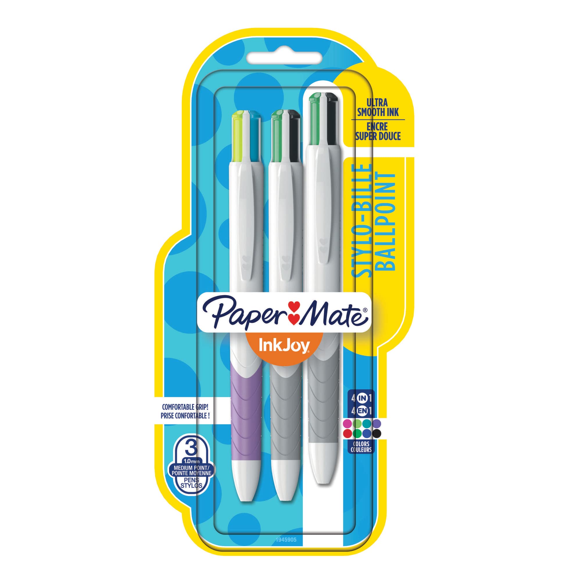 InkJoy Quatro Retractable Medium Point Advanced Pens, Assorted Colors