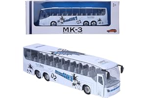 VBESTLIFE 1:50 Scale White Calgary Transit Bus Toy, Alloy Pull Back Bus with Light and Music for Children