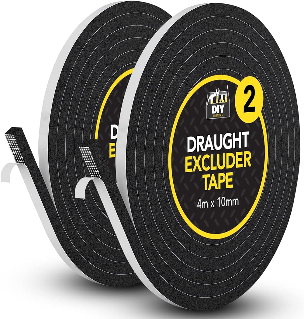 SOL 2pk Draught Excluder Tape 4m x 10mm Self Adhesive Door Window Seal