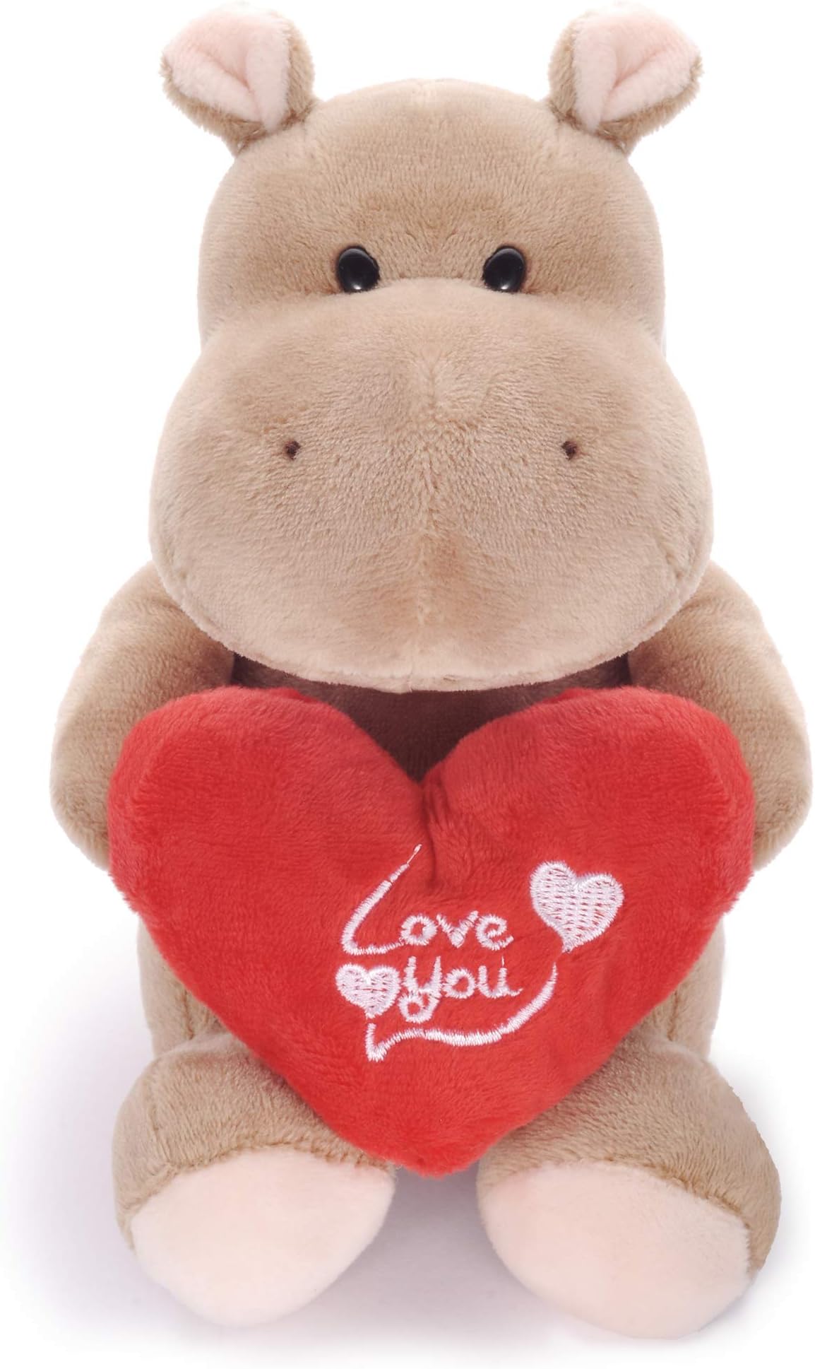 Lazada Plush Hippo Stuffed Animal Toys with Holding Heart I Love You 6''