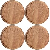 4pcs Cup Lid Cover Wooden Coffee Mug Wooden Tea Glass Drink Cup Lid Reusable Mug Lid Tea Kettle Lid for Keeping Warm