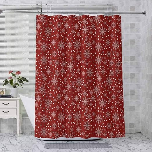 Aishare Store Fabric Shower Curtain, Festive Winter Season Holiday