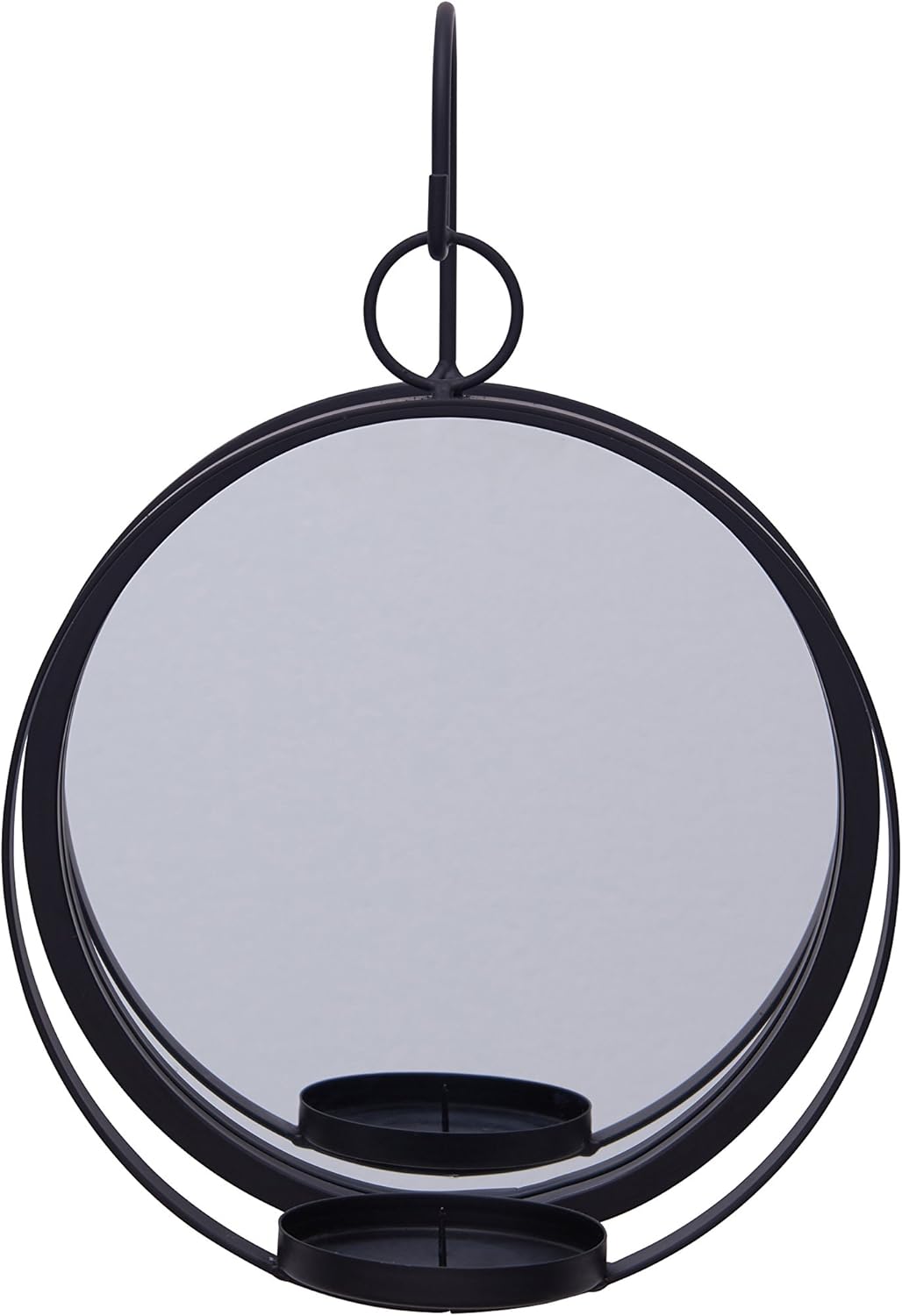 Danya B. Round Wrought Iron Pillar Candle Sconce with Mirror – A Decorative Rustic Metal Hanging Wall Candleholder: Home & Kitchen