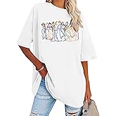 BANGELY Magical Shirt Women Cute Embroidered Magic Princess T-Shirt Family Vacation Shirt Casual Short Sleeve Tee Top