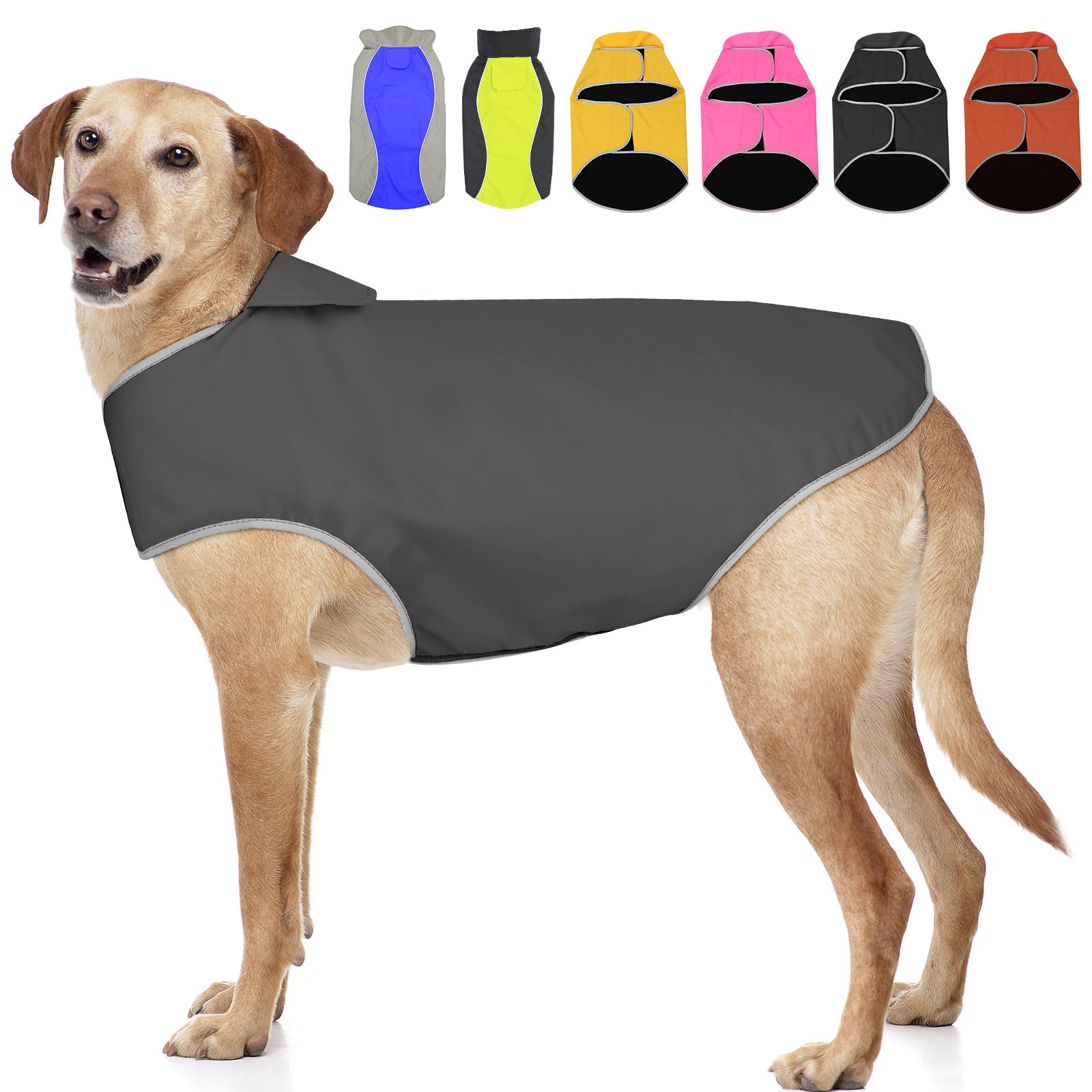 YFbrite Waterproof Dog Coat - Lightweight Pet Raincoat | Adjustable Warm Jacket | Dog Cloth for All Breeds Sizes (Gray, XX-Large)