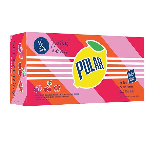 POLAR SELTZER’ADE COASTAL VARIETY PACK, 12 FL OZ CANS, 18 PACK