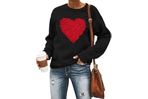 FAYALEQ Love Heart Sweatshirt for Women Valentine's Day Shirt Lover Gift Pullover Tee Romantic Long Sleeve Tops