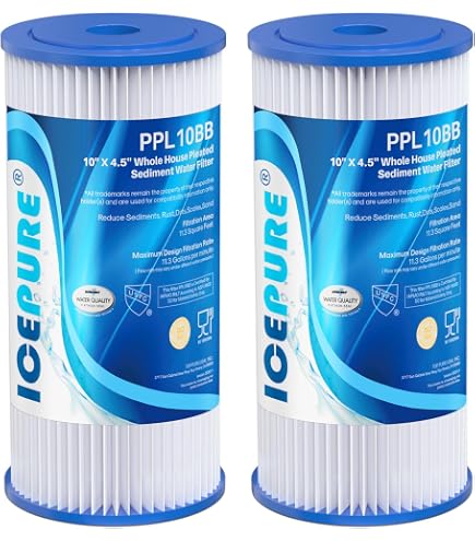 WFD, WF-PE105 2.5"x9-3/4" 5 Micron Pleated Sediment Water Filter Cartridge, Fits In 10" Standard Size Housings Of Undersink RO Or Filtration Systems (6 Pack, 5 Micron