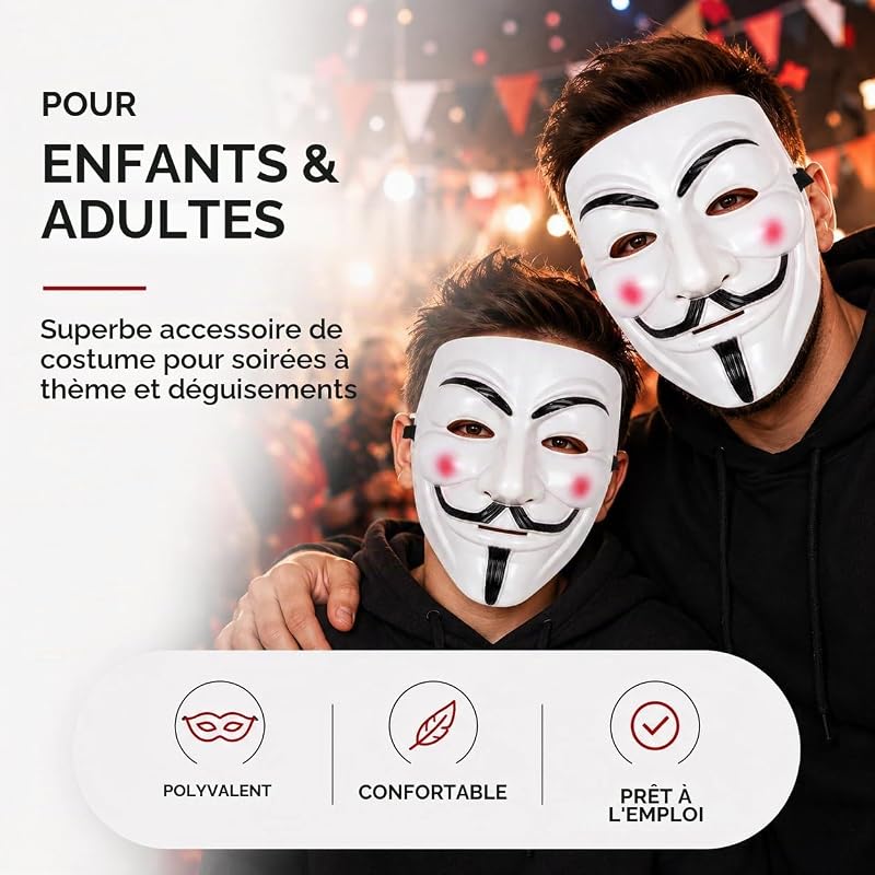 Masque Vendetta - Accessoires de déguisement pour hommes et femmes - pour le carnaval et les adultes — photo 4 sur 8