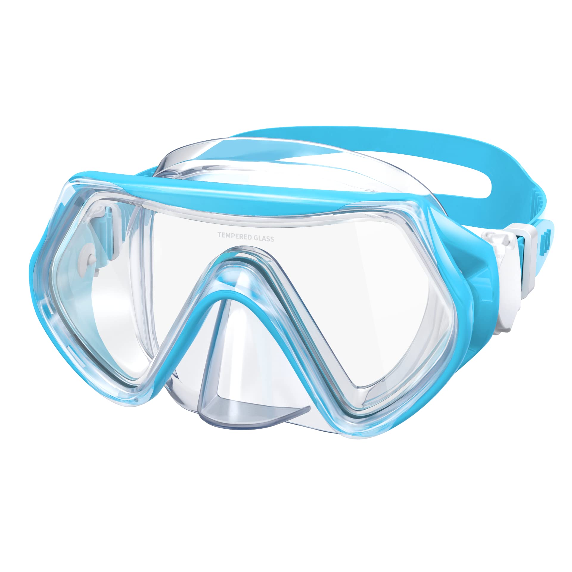 Findway Kids Snorkel Mask, Swimming Goggles with Nose Cover, Anti-Fog, 180° Clear View, Blue, Age 5-16 Years