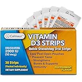 CALMOUR Vitamin D3 Strips 30 Pack| 2000 IU Oral Dissolvable D3 Vitamin Strips | Peppermint Flavor Melts on Your Tongue in 30 Seconds | Boost Immunity & Enhance Mental Focus with Vitamin D3 2000