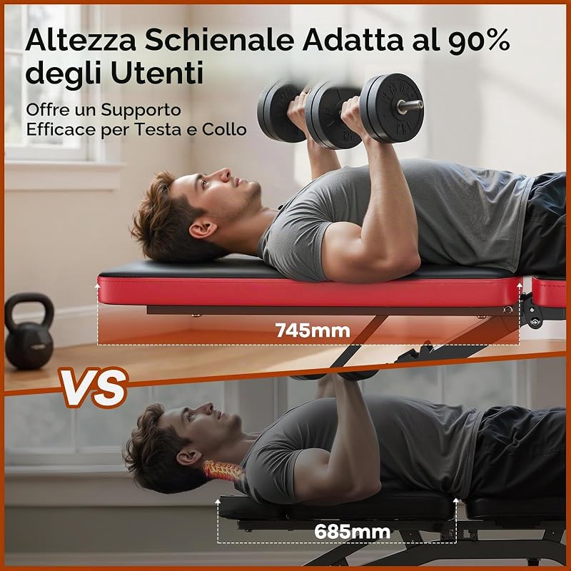 Panca pesi regolabile,professionale,sistema di regolazione rapida,facile da ripiegare e riporre,schienale allungato adatto per la panca piana, montata al 80%