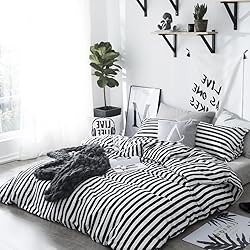 CLOTHKNOW Striped Comforter Set Queen 3Pcs Black
