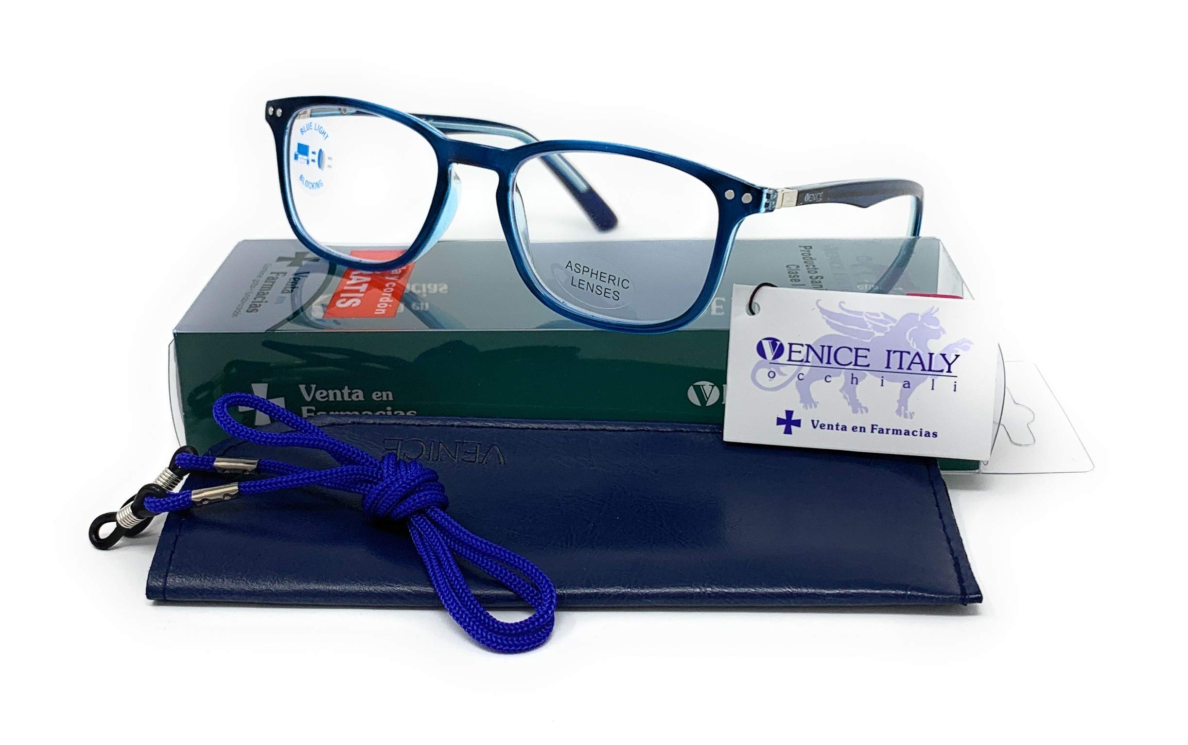 Blue Light Blocking Reading Glasses Model "Professional Coti" Computer Reading Glasses, Gaming for Men and Women Fashion Pharmacy Quality - 5 Colors Options (Blue, +3.50)