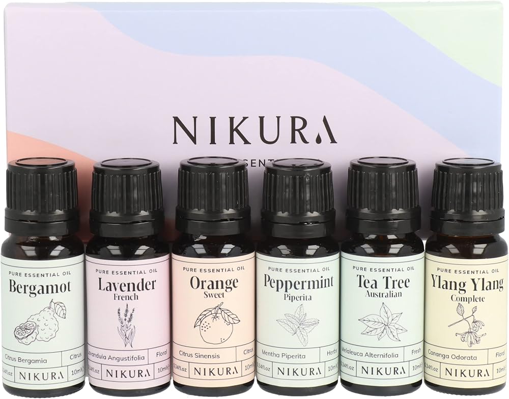 nikura Best Sellers Essential Oil Gift Set 6 x 10ml Lavender Orange Peppermint