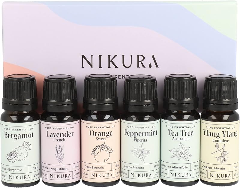 nikura Best Sellers Essential Oil Gift Set 6 x 10ml Lavender Orange Peppermint