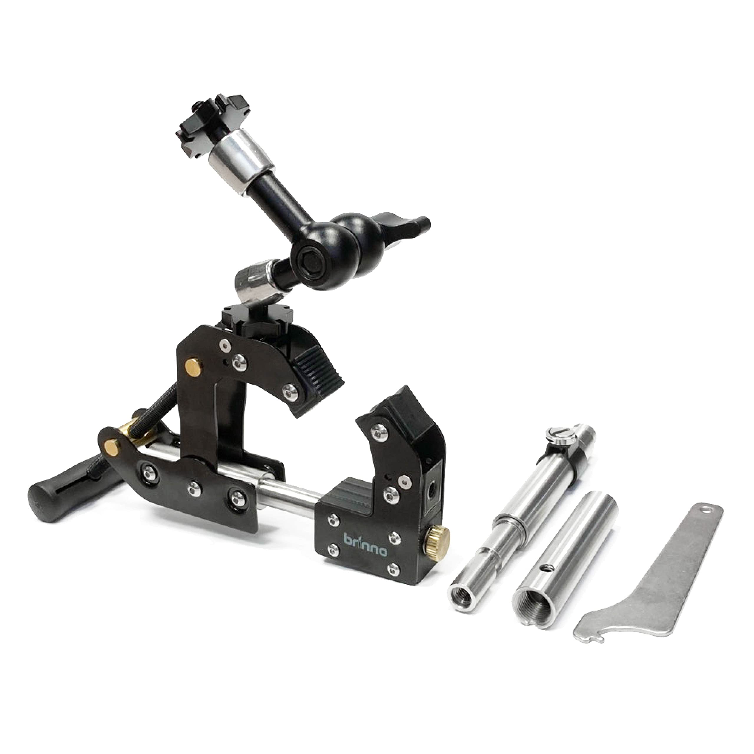 Brinno ACC1000P Camera Clamp – Stainless Steel - Heavy Duty Camera Mounting Kit – Industrial Quality Professional – 360° Rotating Tripod – Extension Poles – Magic Arm - Install Everywhere