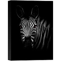 SIGNWIN Canvas Wall Art Headshot of a Zebra with Red Eyes Animals Wildlife Photography Modern Art Traditional Portrait Dramatic Black and White for Living Room, Bedroom, Office - 12x18 inches