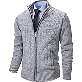 Msmsse Mens Cardigan Sweaters Full Zip Up Stand Collar Casual Knitted Sweater with 2 Front Pockets