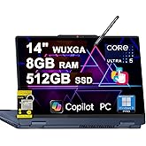 Lenovo IdeaPad Flex 5i 2-in-1 Laptop 14" WUXGA Touch Intel 12-core Ultra 5 225U (Beats Core 7 150U) 8GB RAM 512GB SSD Backlit for Creator Designer Business Professional Win11Pro ICP Hub/Copilot AI PC