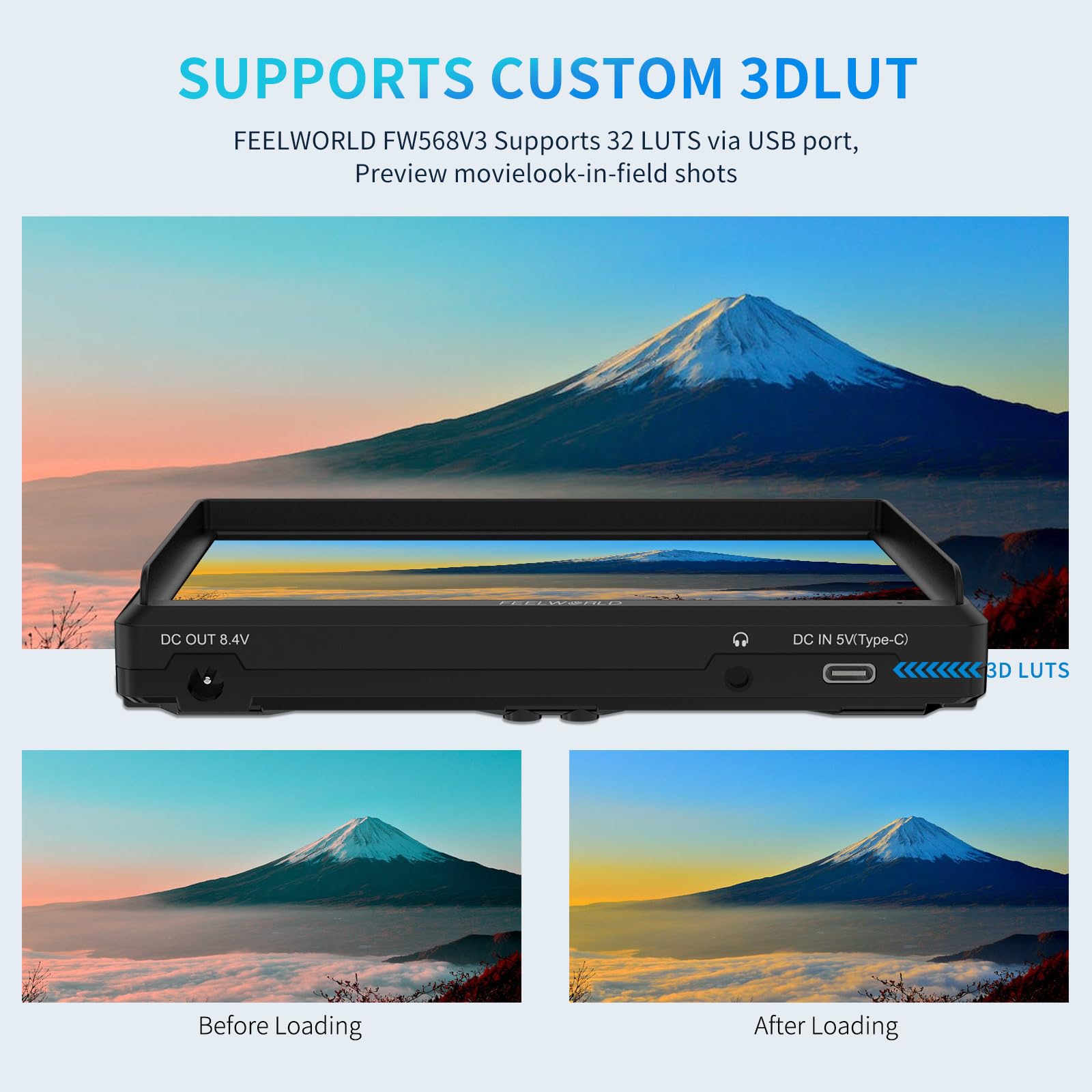 FEELWORLD FW568 6 inch DSLR Camera Field Monitor with Waveform LUTs Video Peaking Focus Assist 1920x1080 IPS 4K HDMI Professional Video Accessories