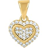 Jewels By Lux 14Kt Yellow Gold Womens Cubic-Zirconia Heart Charm Pendant