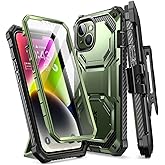 i-Blason Armorbox for iPhone 14 Plus Case with Stand & Belt Clip [Built-in Screen Protector] [Military-Grade Protection] Full-Body Rugged Kickstand Protective Bumper Case for iPhone 14 Plus (Guldan)